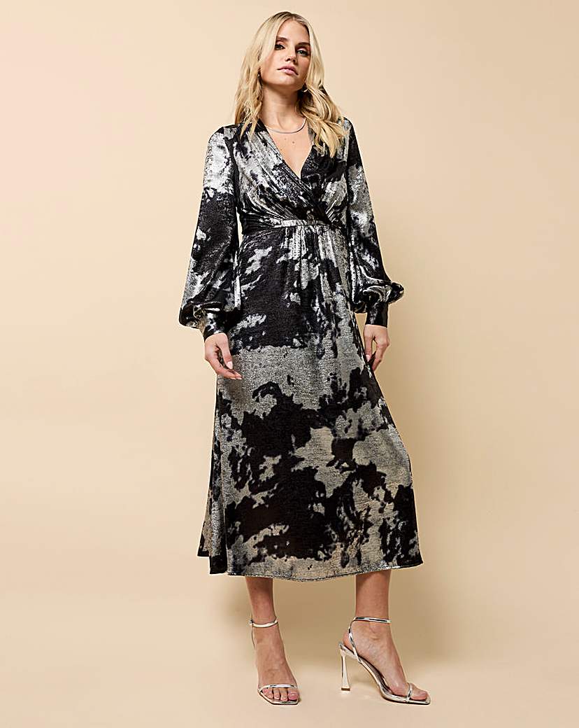 New In - Little Mistress Black Foil Midaxi Dress