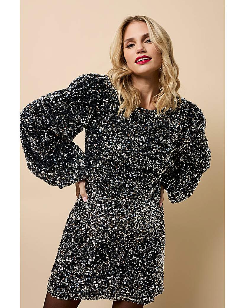 New In - Little Mistress Silver Sequin Mini Dress