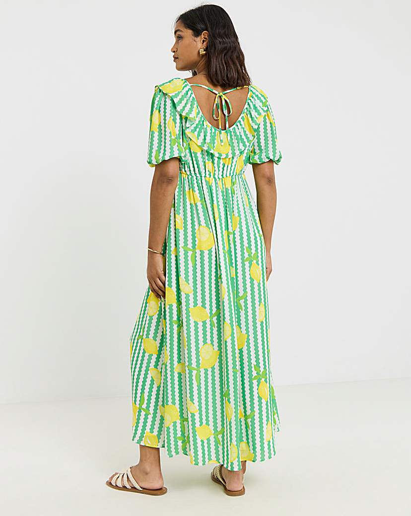 Twisted Wunder Fruit Print Maxi Dress