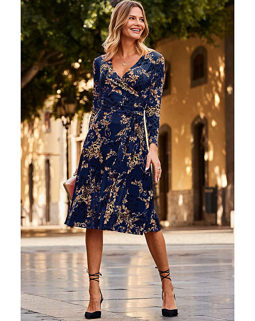 New In - Sosandar Fleck Printed Faux Wrap Dress