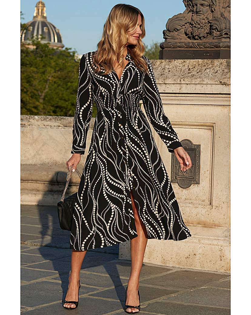 New In - Sosandar Spot Shirred Waist Dress