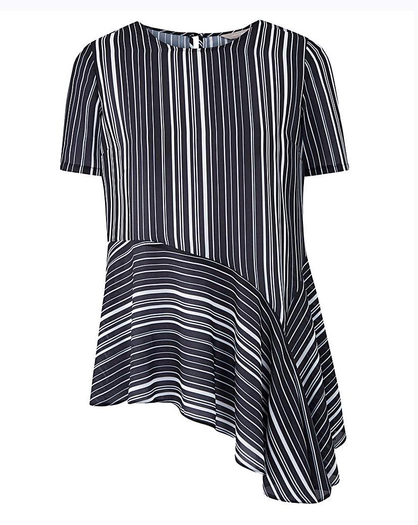 Mono Stripe Asymmetric Blouse