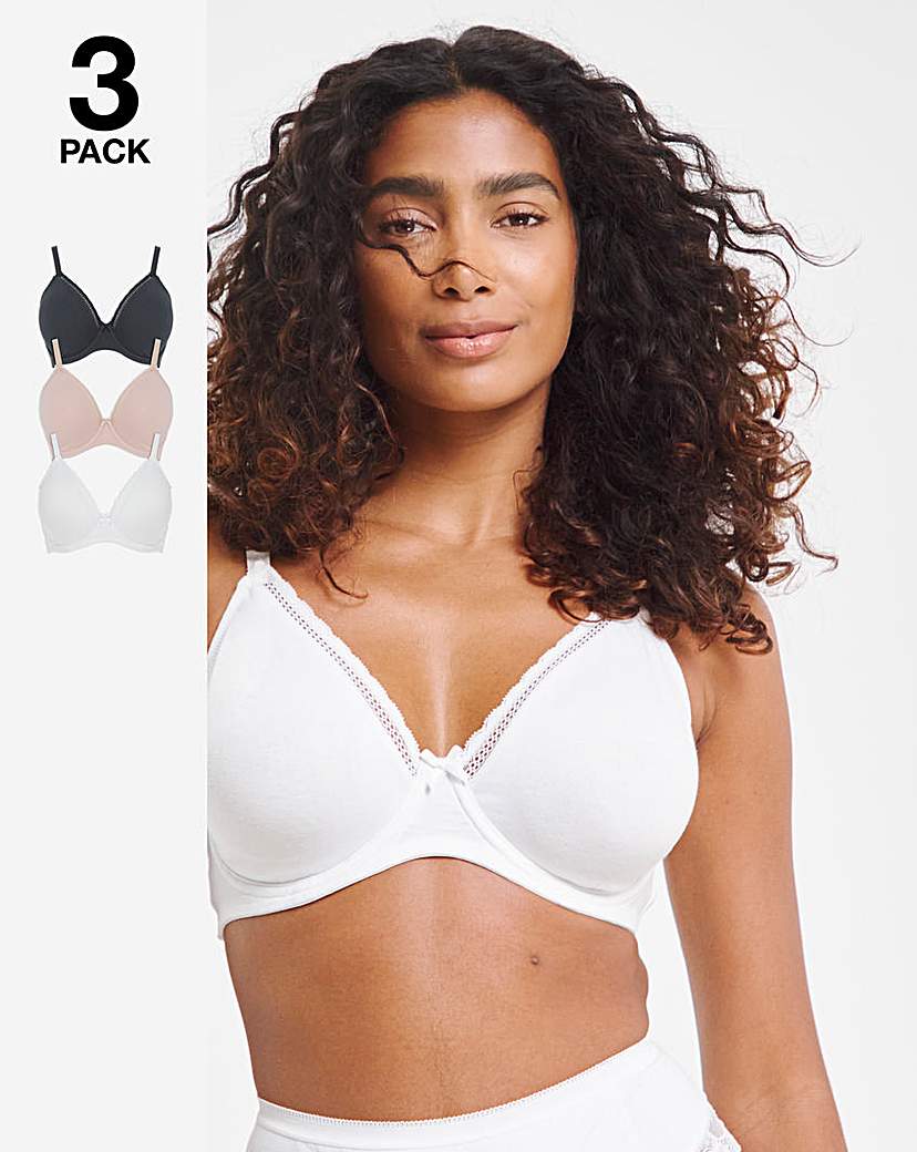 New In - 3 Pack Claire Cotton Wired Full Cup Bras