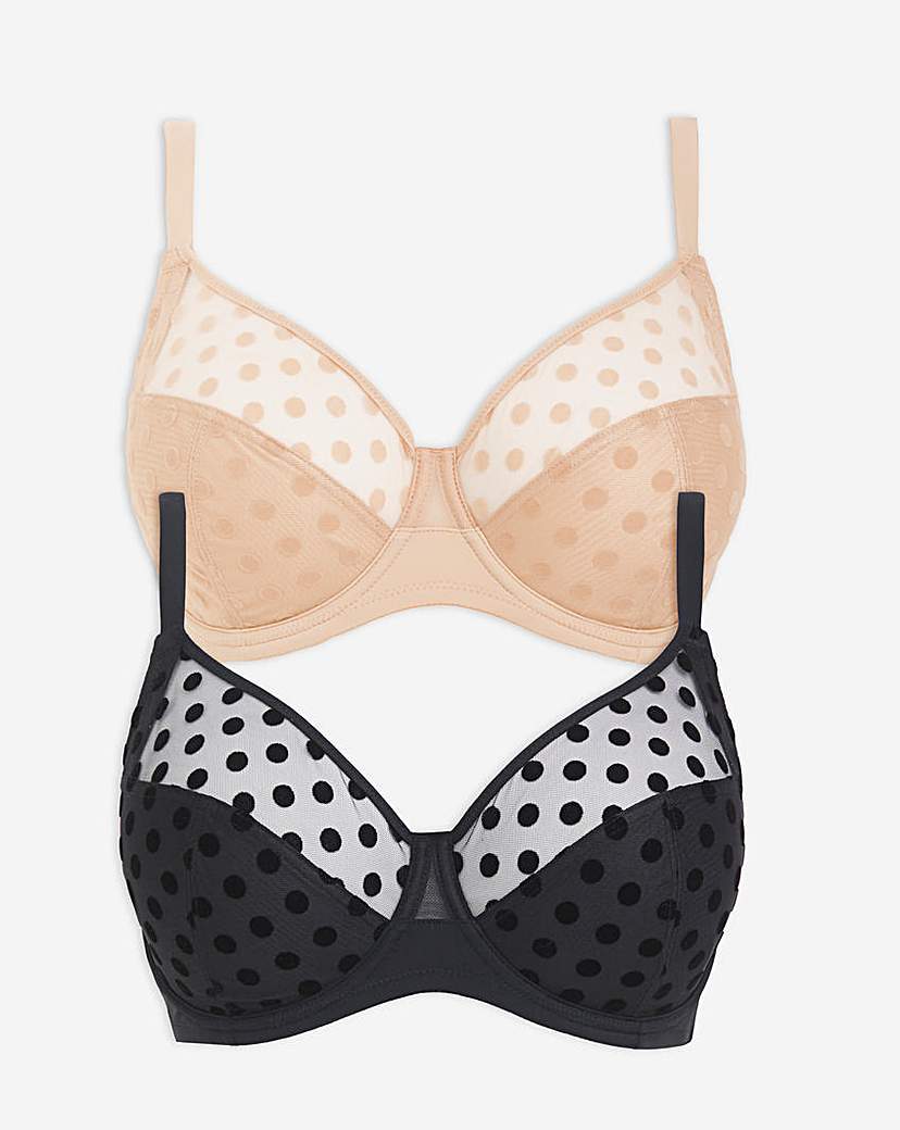 2 Pack Hannah Spot Full Cup Bra