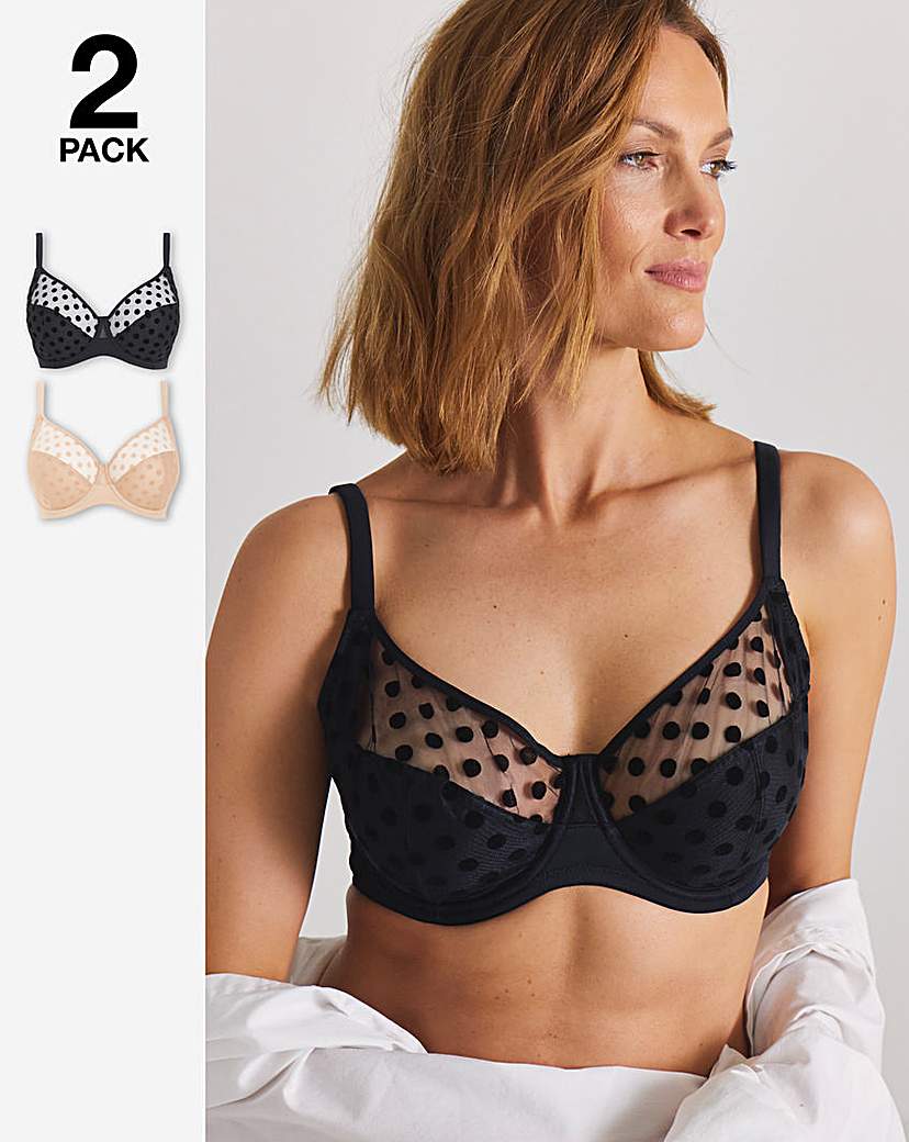 2 Pack Hannah Spot Full Cup Bra