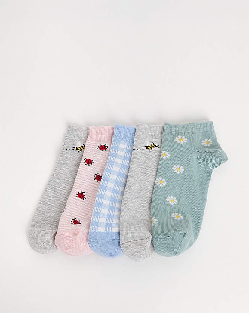 5 Pack Trainer Liner Socks Wide Fit