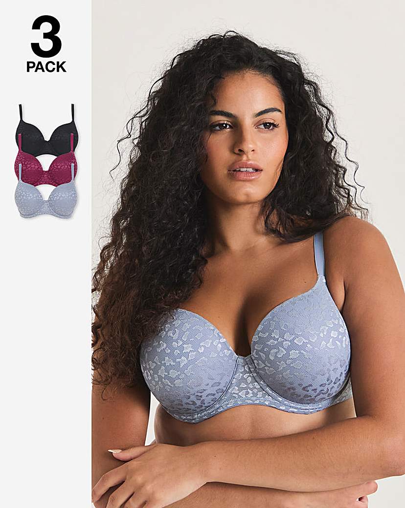 New In - 3 Pack Animal Lace T-Shirt Bras