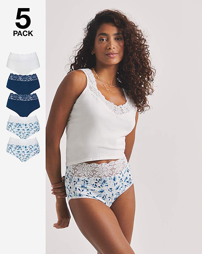 5 Pack Lace Top Full Fit Knickers