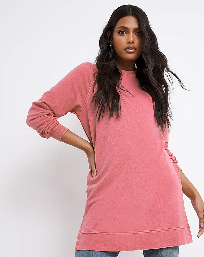 Bright Pink Washed Split Side Tunic