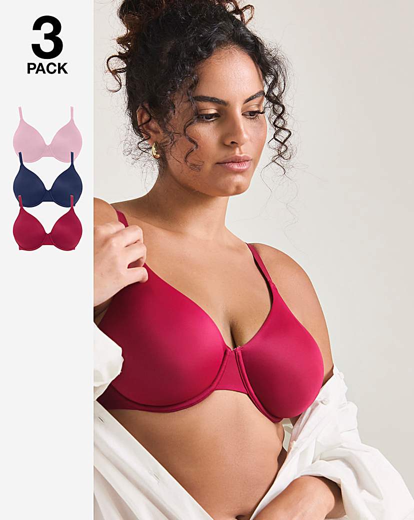 3Pack Claire Micro Full Cup Wired Bras - Berry Multi - Cotton - £19.60 - Ref 4179