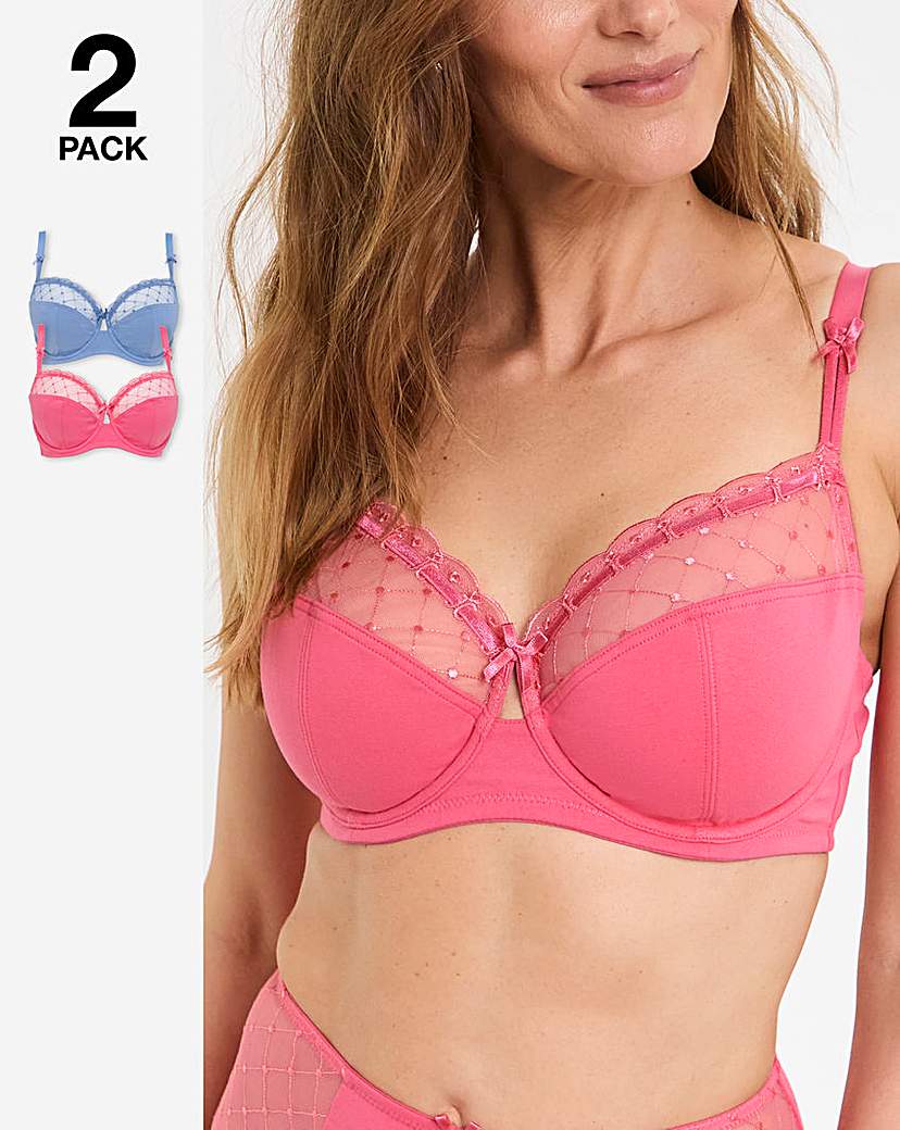 2 Pack Rachel Embroidered Balcony Bras