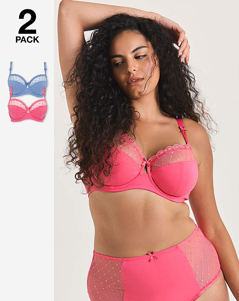 2 Pack Rachel Embroidery Balcony Bras