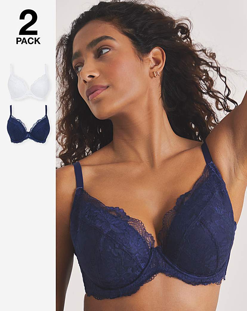 2 Pack Ella Padded Plunge Wired Bras