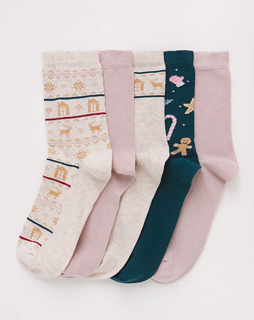 New In - 5 Pack Ankle Socks - Wide Fit