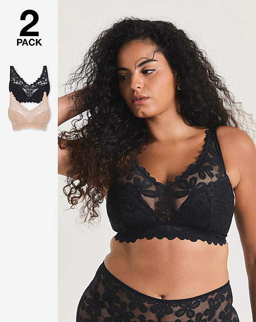New In - 2 Pack Daisy Lace Plunge Bras