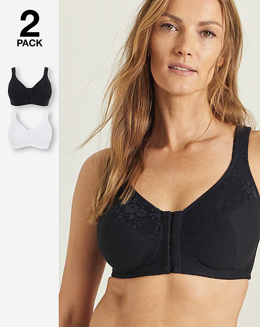 2 Pack Sarah Front Fasten Non Wired Bras