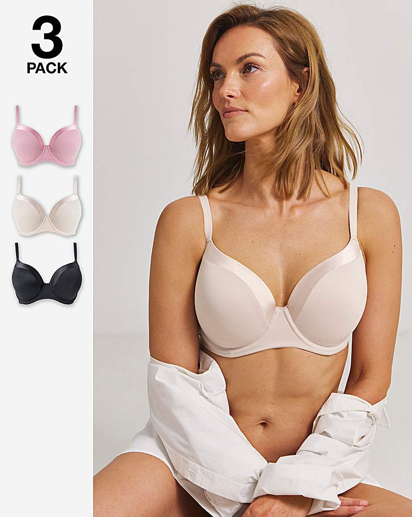 3 Pack Tuxedo Trim T-Shirt Bra