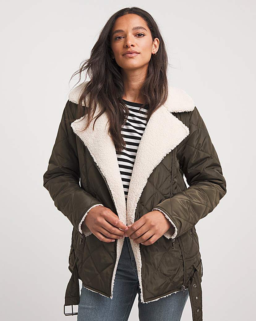 Khaki Hybrid Quilted Aviator Jacket
