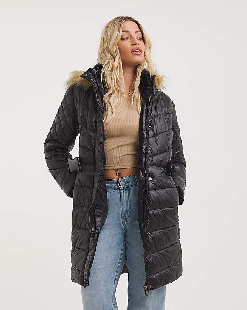 Simply Be - Black Luxe Longline Puffer Coat