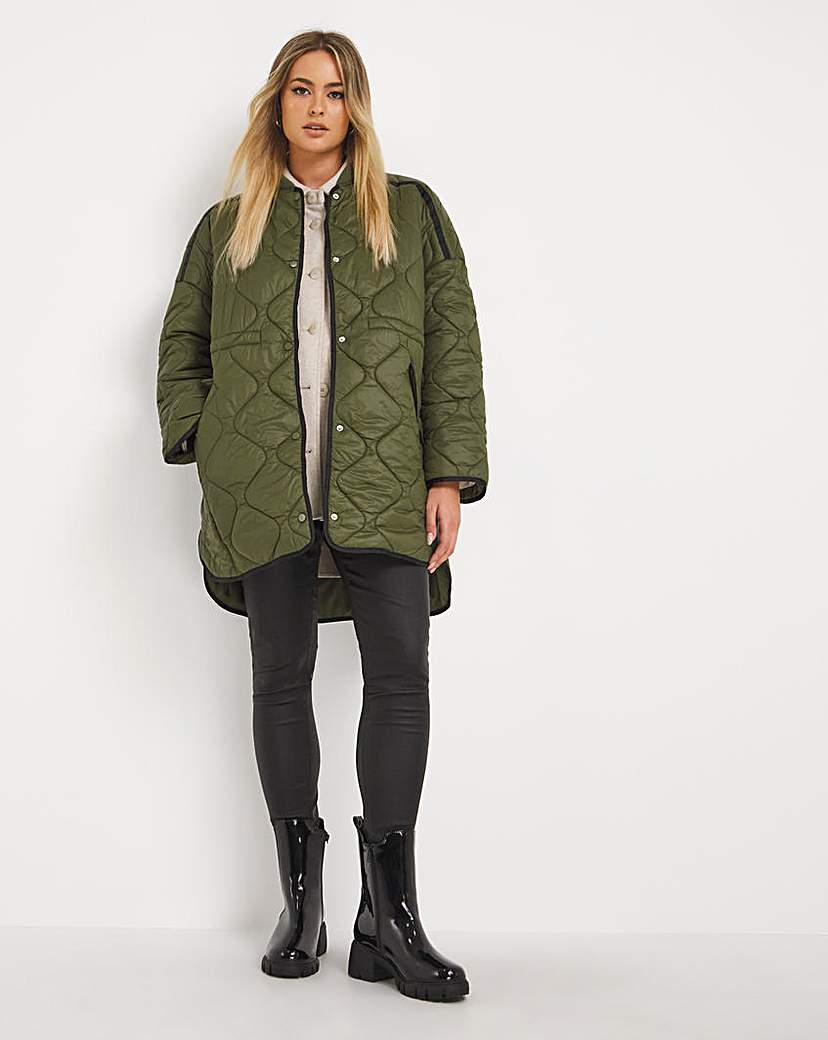 Green Quilted Bomber Jacket