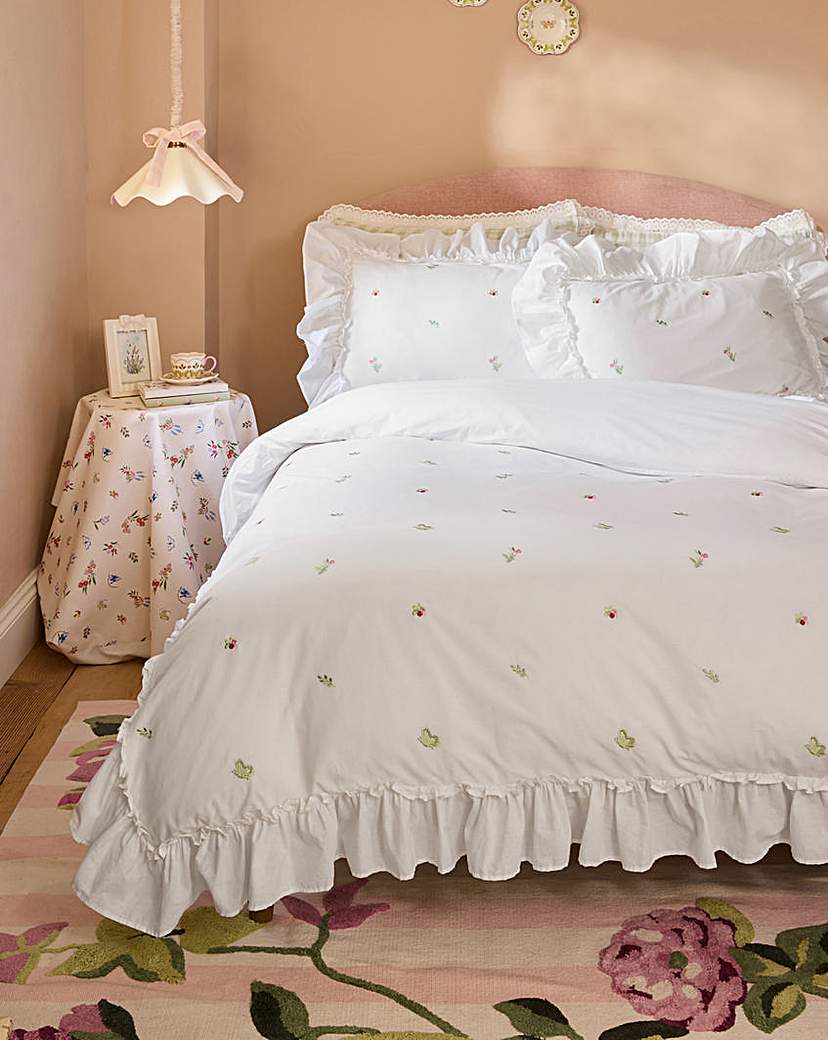 CK Tiny Floral Embroidered Frill Duvet