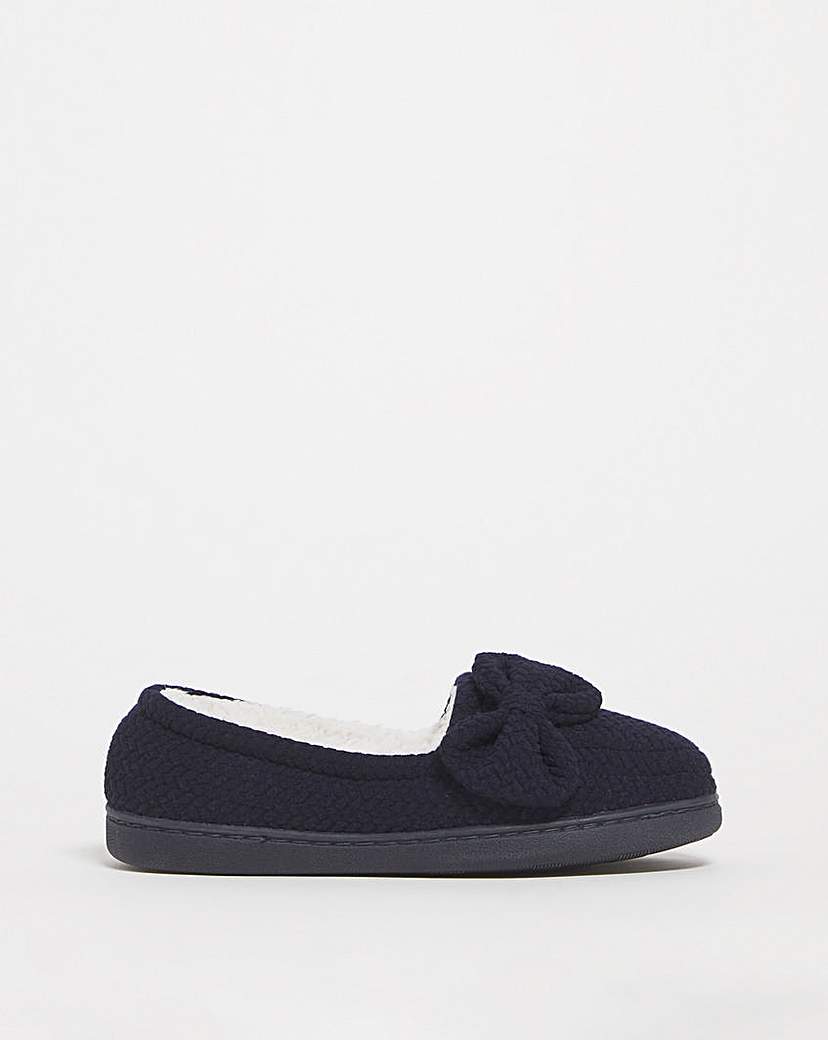 Soft Warm Lined Bow Slippers EEE Fit