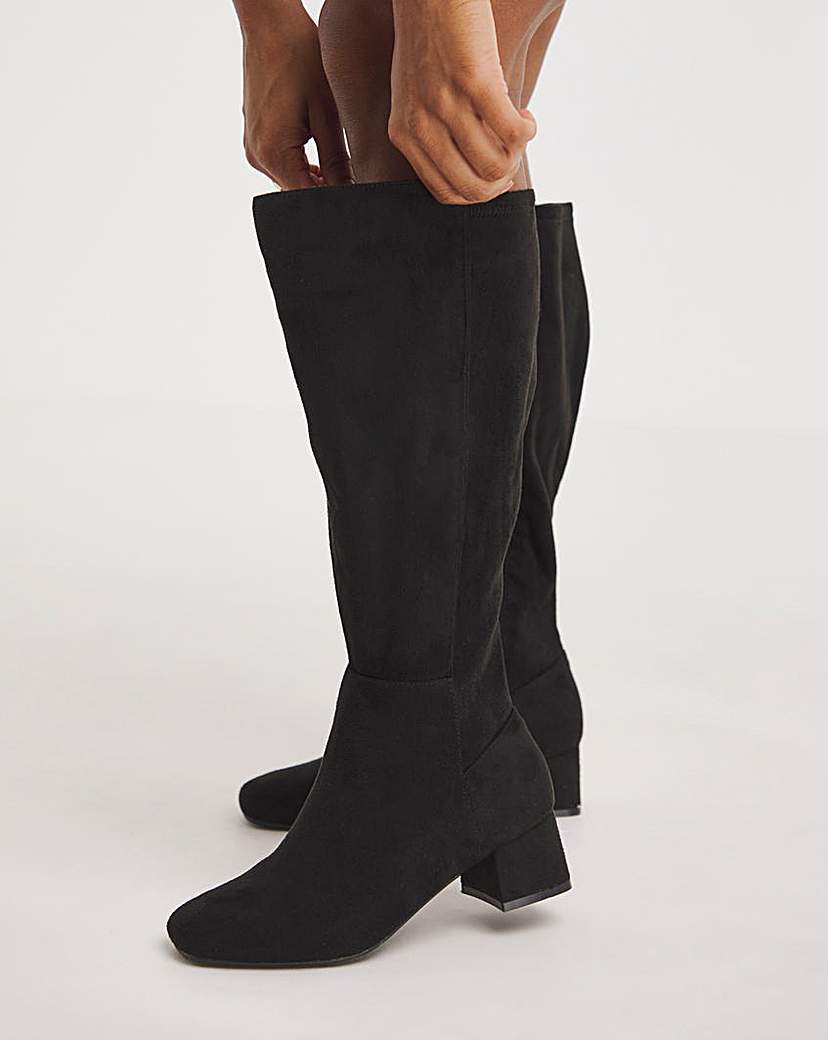 Block Heel High Leg Boot EEE Super Curvy