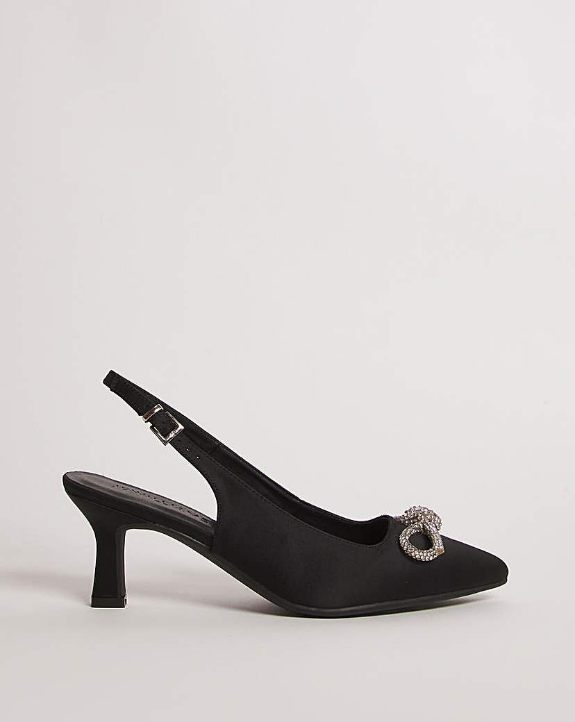 Satin Slingback with Bow Trim E Fit