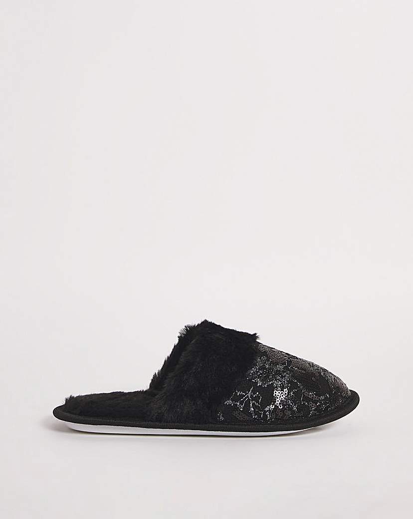 Sequin Cosy Mule Slipper E Fit