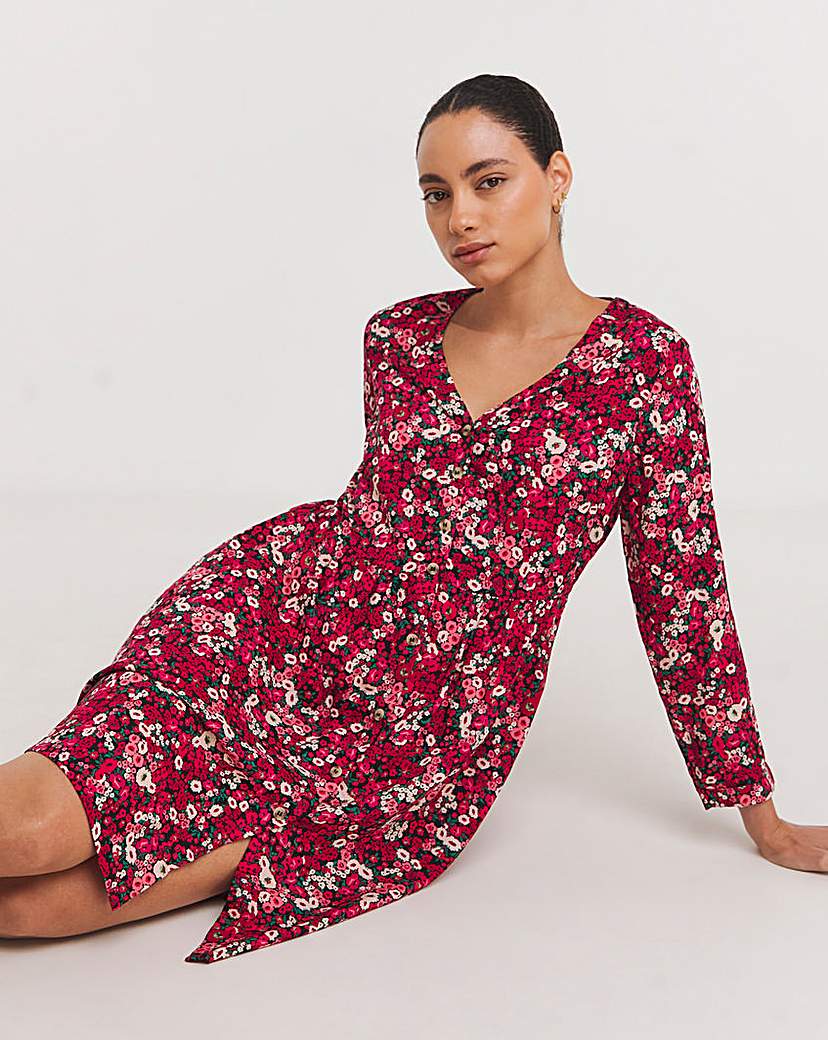 Relaxed Button Through Smock Dress