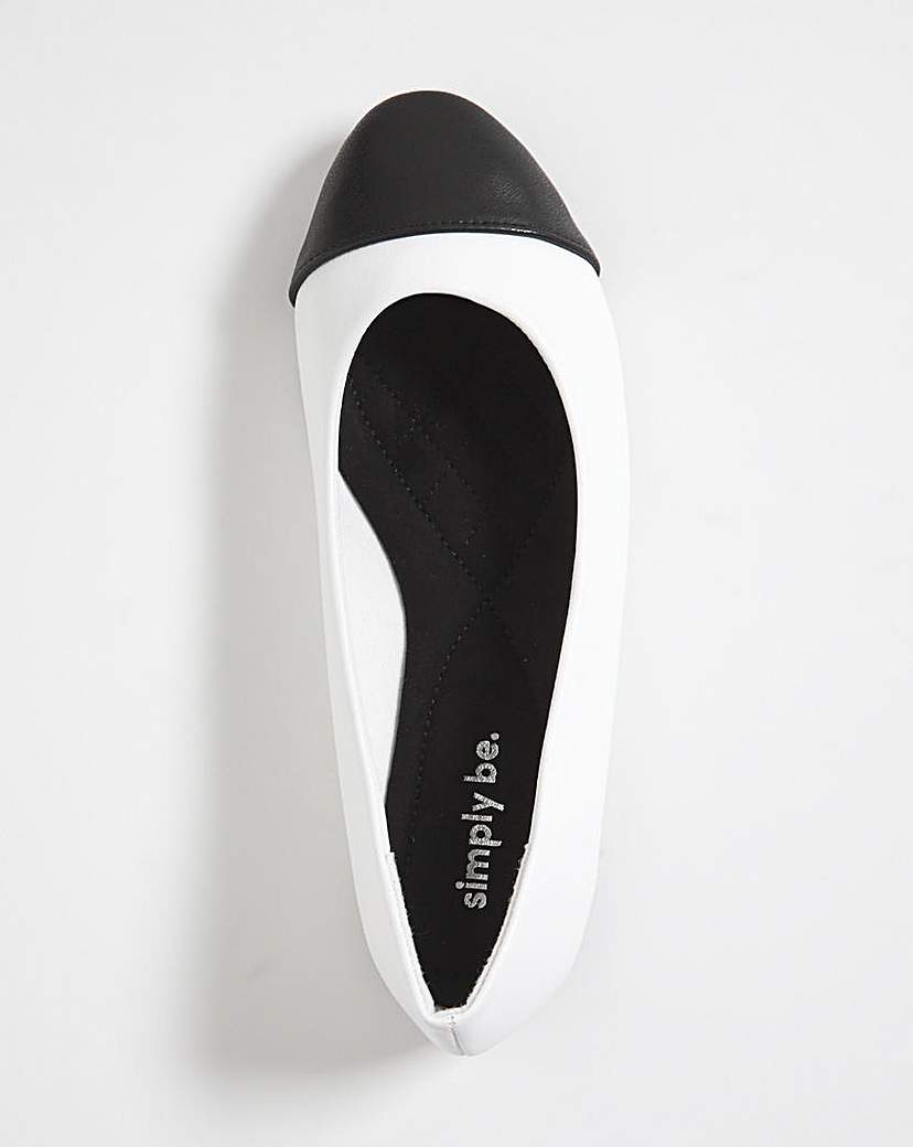 Toe Cap Ballerina Flat Shoes Ex Wide