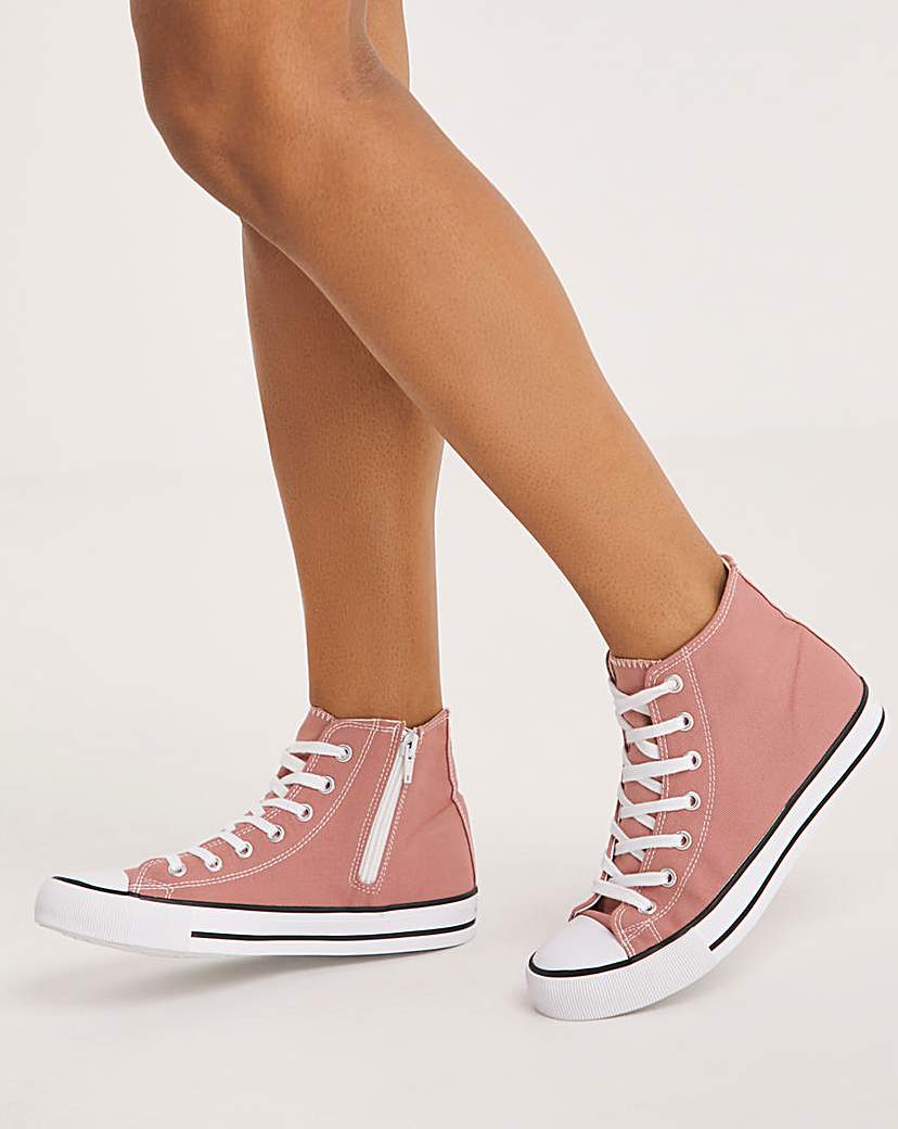 Pink - Women's - Canvas Hi Top Trainer Wide Fit - Size 4
