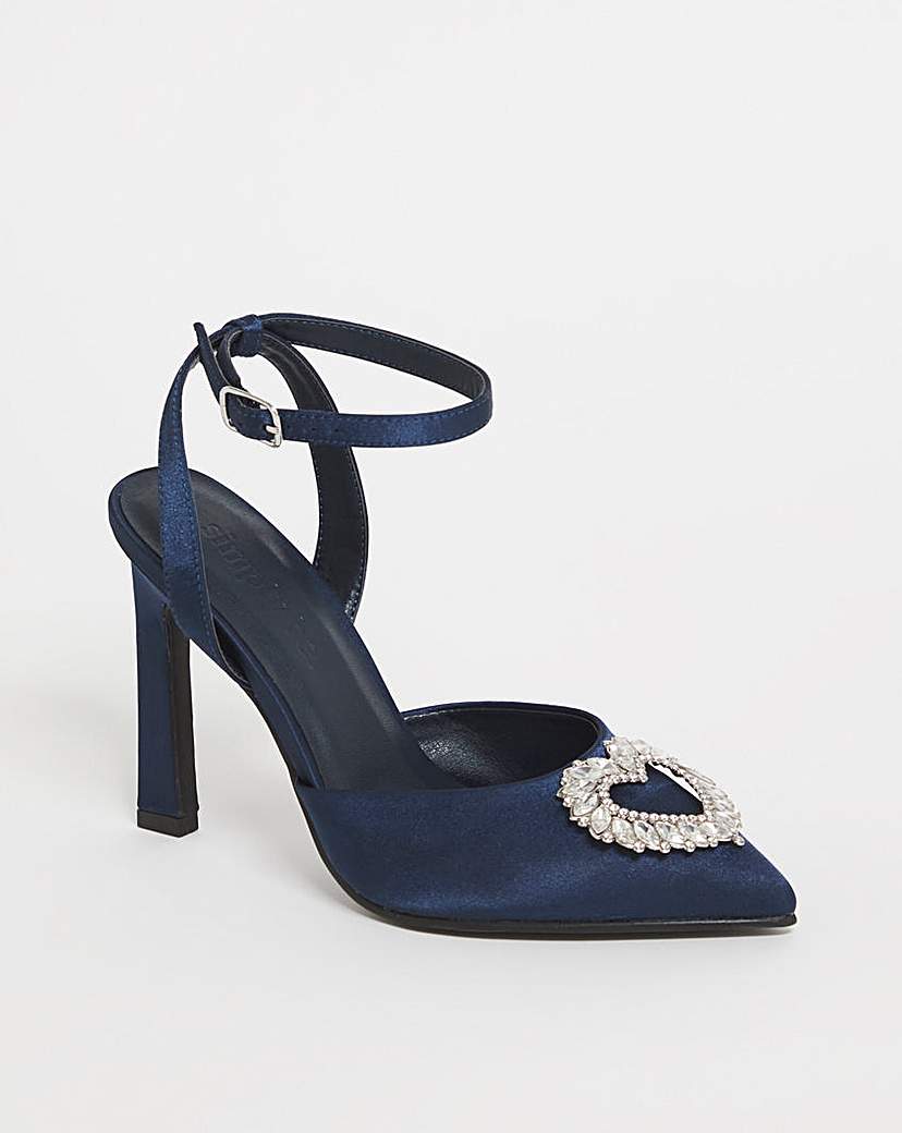 Heart Trim Heeled Shoes Ex Wide