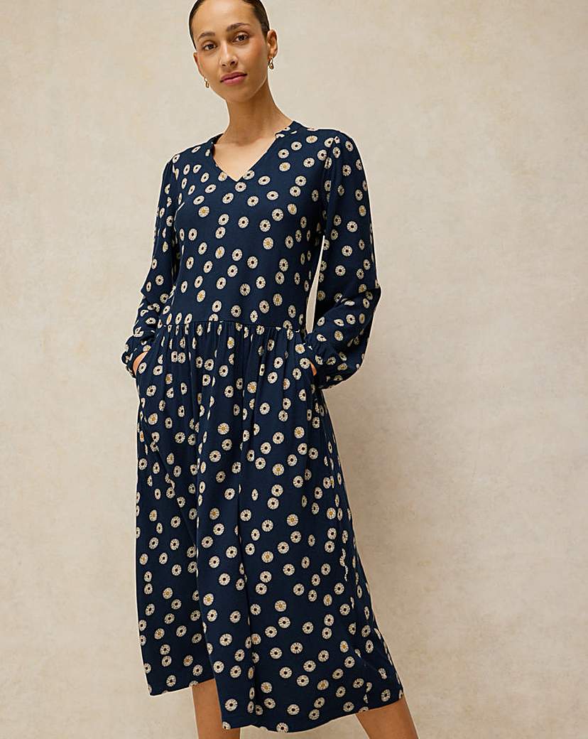 White Stuff Women's Navy Multi Leah Jersey Dress Size 8