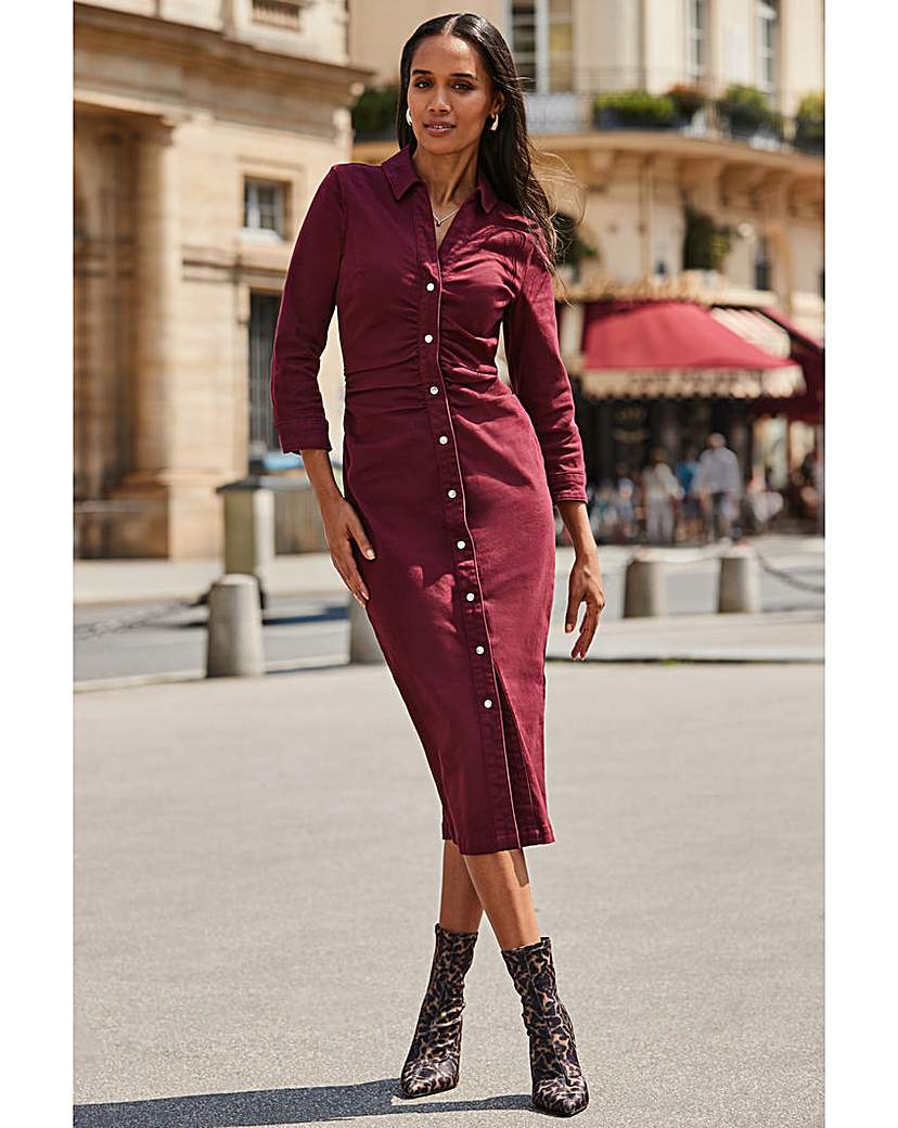 Sosandar 3/4 Sleeve Ruched Waist Dress