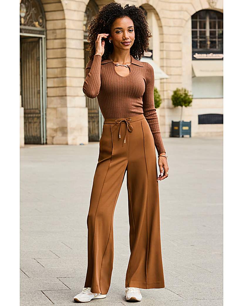 Sosandar Side Stripe Wide Leg Trouser