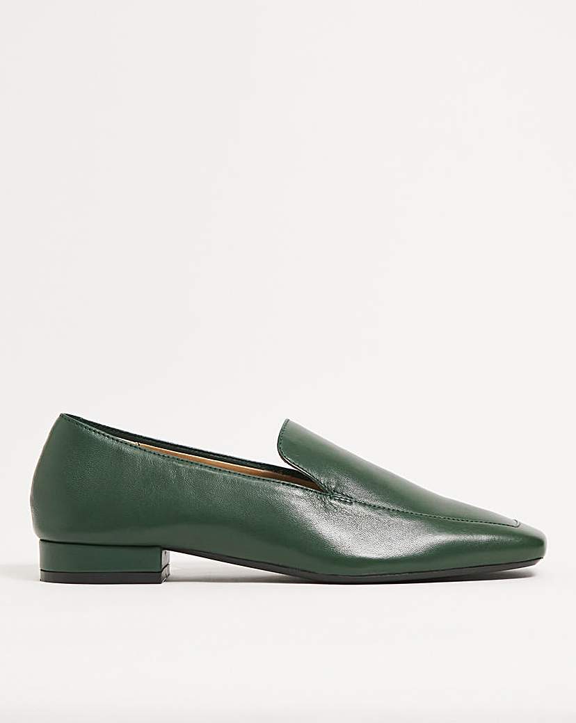 Leather Slip On Loafer E Fit - Bottle Green