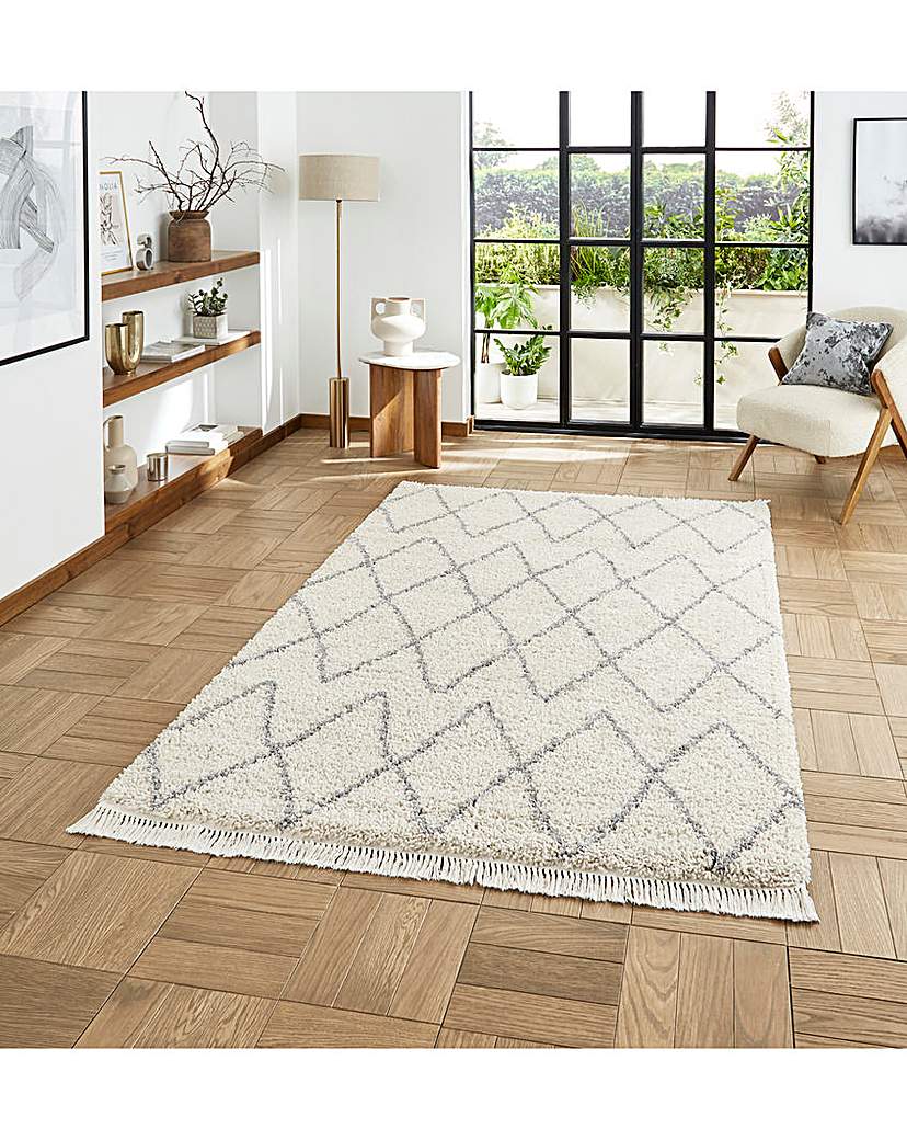 Think Rugs - Boho Rug - 160x230 - Cream/Grey