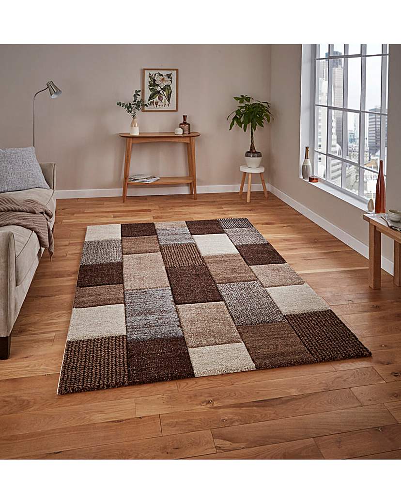 Think Rugs Beige/Grey Block Colour Brooklyn Rug 120X170