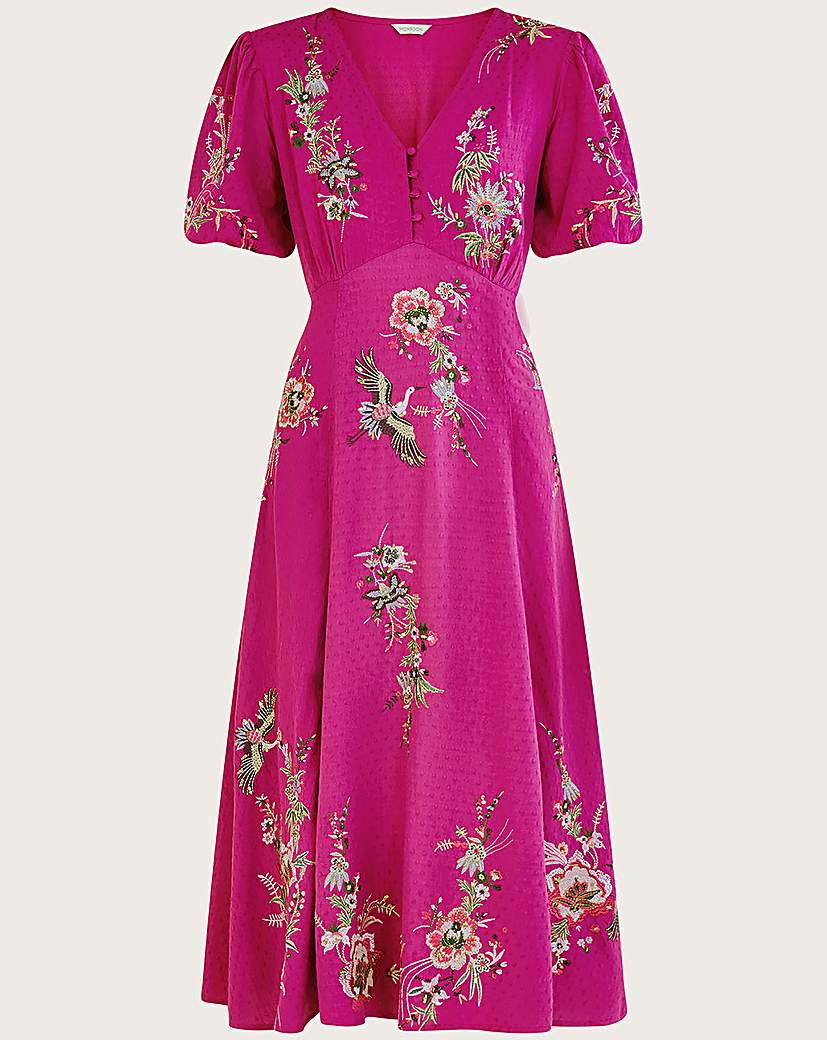 1940s Dress Styles- Casual to Cocktail Monsoon Jenny Embroidered Tea Dress £110.00 AT vintagedancer.com