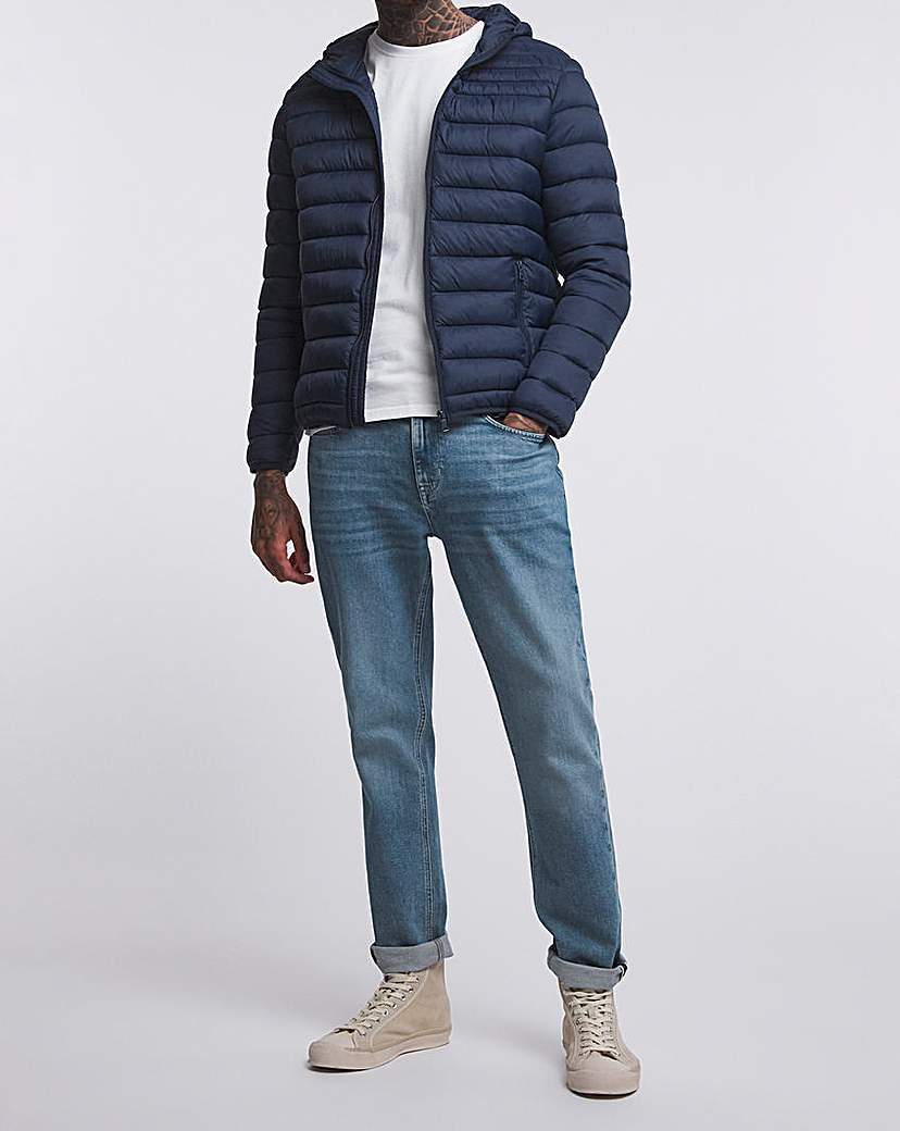 Lightweight Navy Hooded Padded Jacket