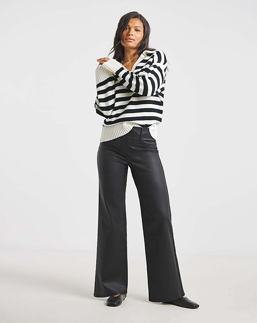 New In - Black Coated Wide Leg Jeggings