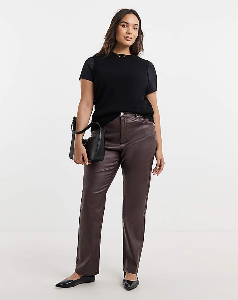 New In - Burgundy Coated Straight Leg Jeans