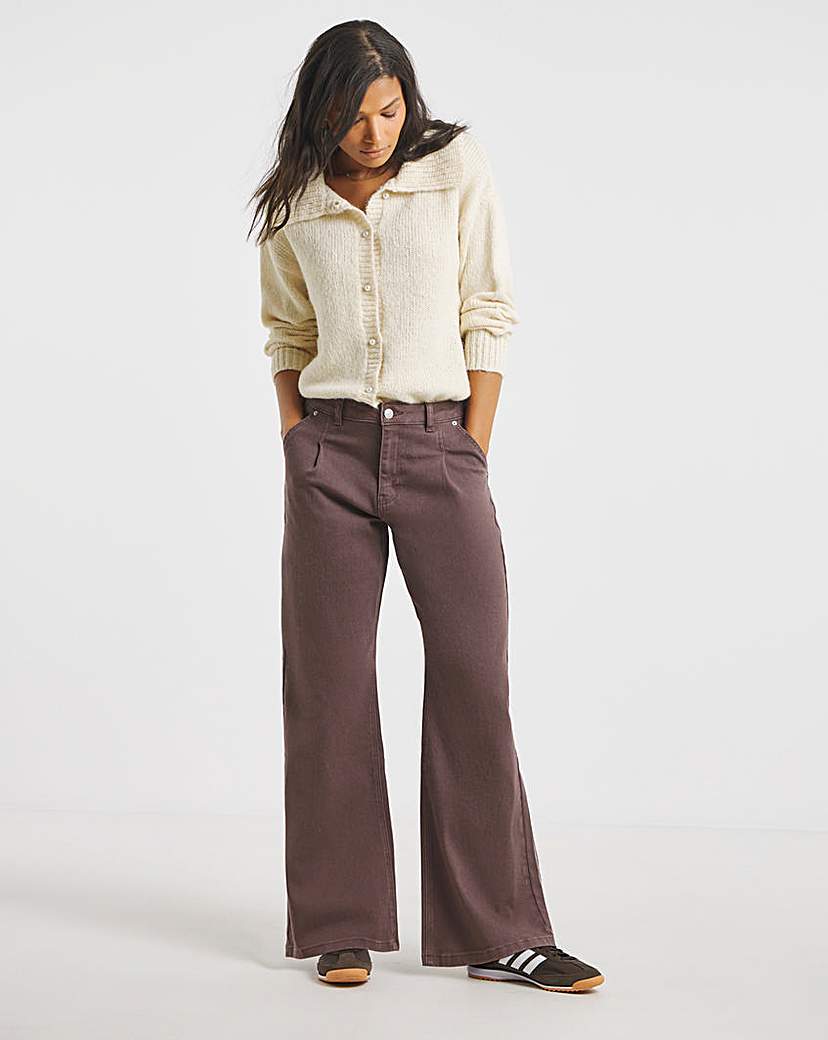 SBE Milk Chocolate Pleat Wide Jeans