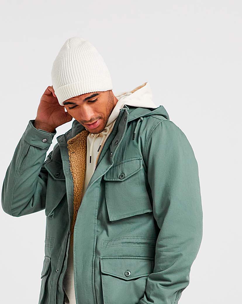 Khaki 4 Pocket Hooded Cotton Jacket