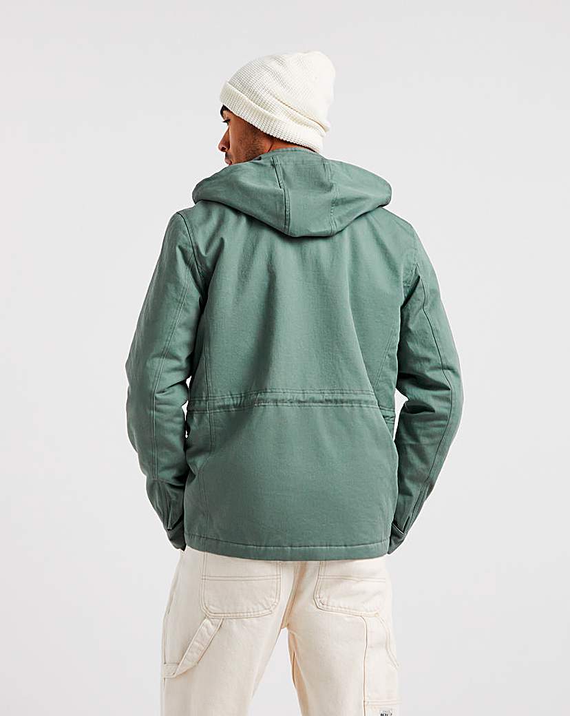 Khaki 4 Pocket Hooded Cotton Jacket