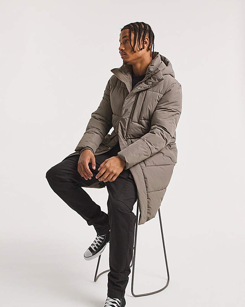 Grey Longline Padded Coat