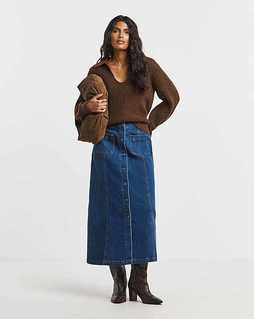 New In - SBE Mid Wash Front Pocket Midaxi Skirt