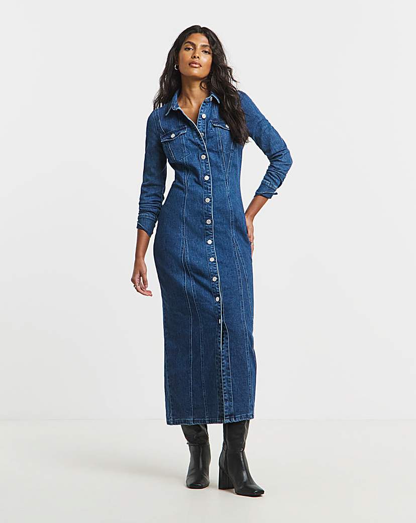 New In - Dark Wash Midaxi Shirt Dress