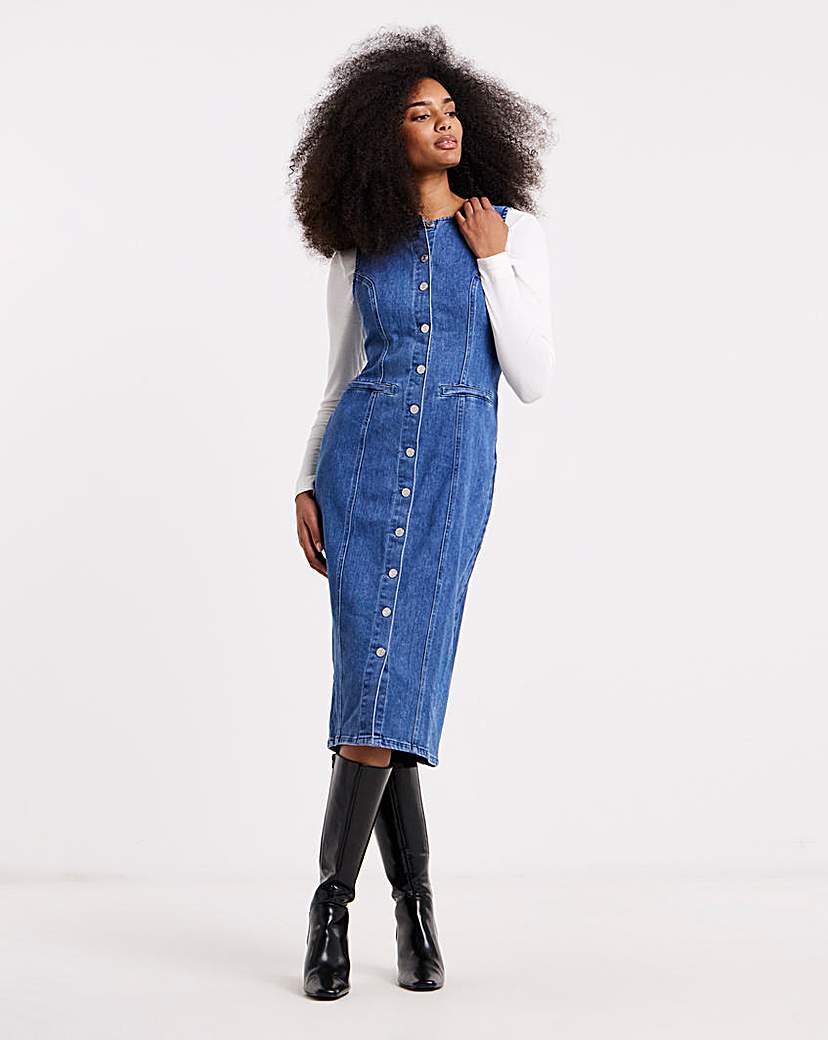 Simply Be Denim Sleeveless Midaxi Dress